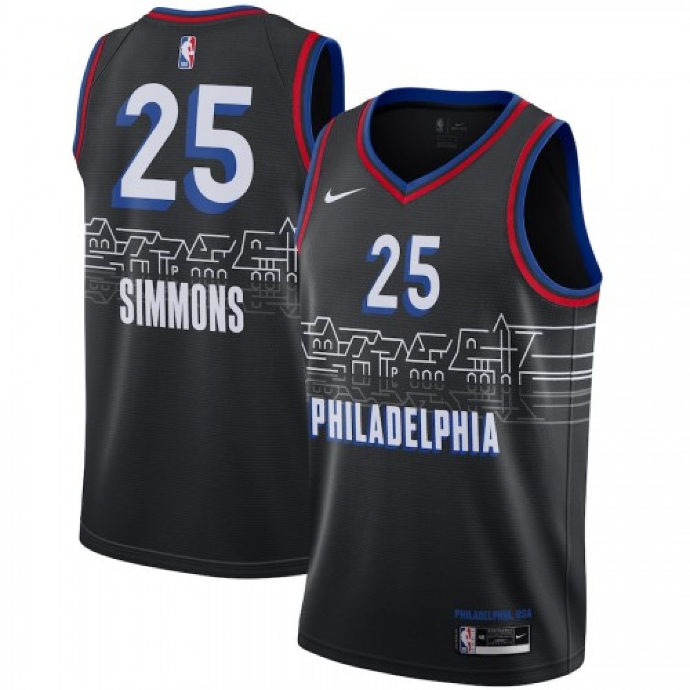 Men's Philadelphia 76ers Ben Simmons #25 Black 2020/21 Swingman Player Jersey–City Edition-Pro Kit Vault | Brand New 26/27 Sports Jerseys